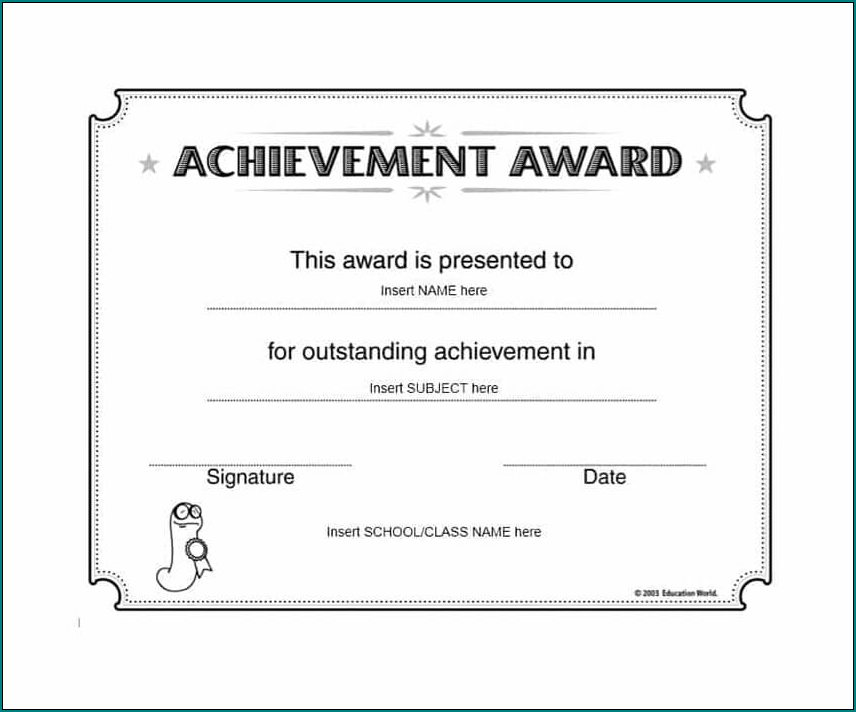 Example Of Award Certificate Template Word Bogiolo