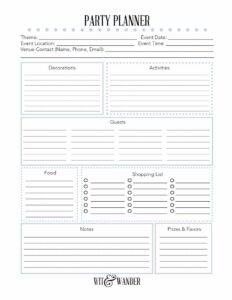 Birthday Party Planner Template Example