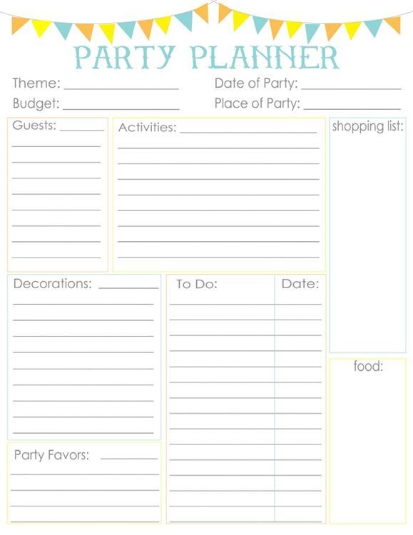 Birthday Party Planner Template Sample