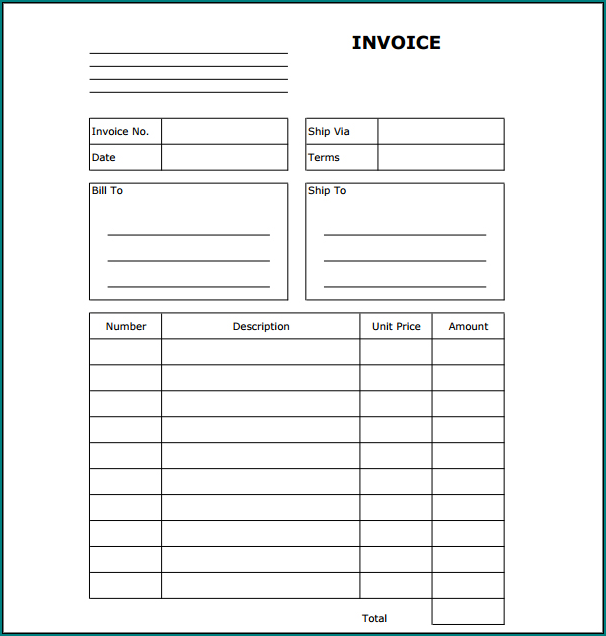 Blank Invoice Template Sample