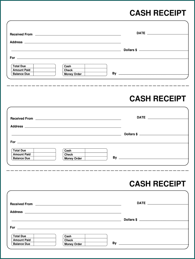 Blank Receipt Form Sample