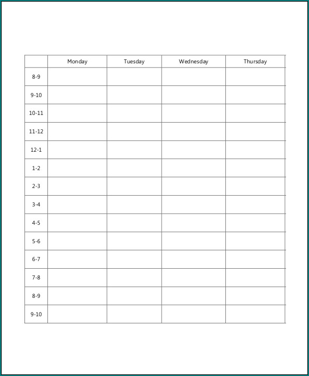 Blank Schedule Template Example