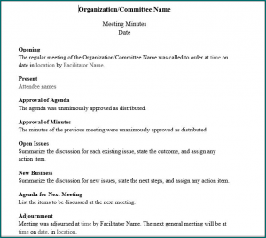 》Free Printable Board Meeting Minutes Template