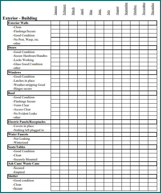 Printable Apartment Maintenance Checklist Template