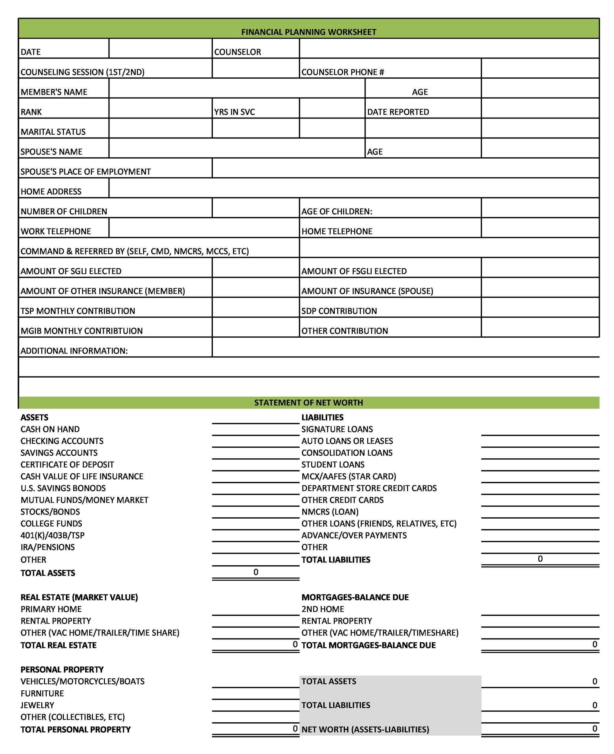 Business Financial Planning Template Example