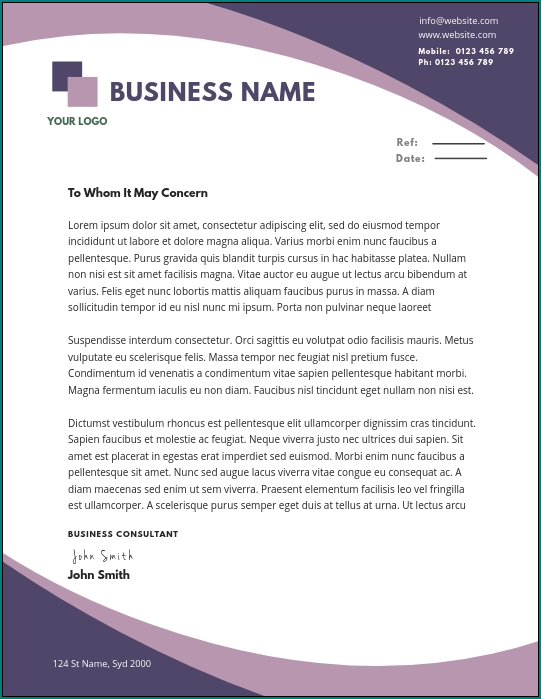Business Letterhead Template Example
