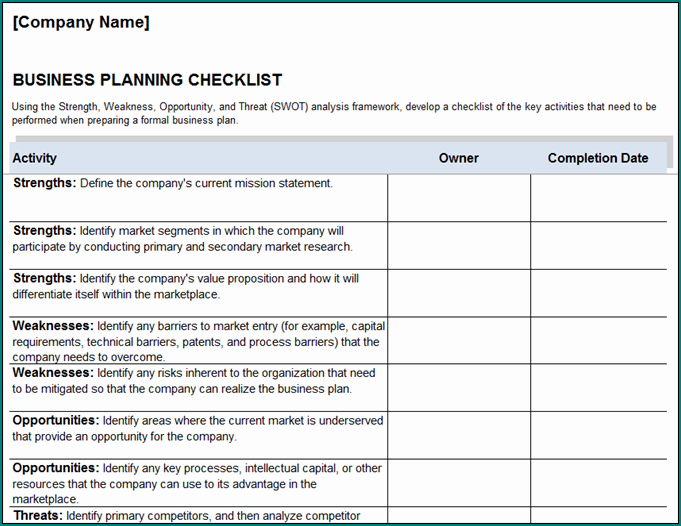 Business Plan Template Word Sample