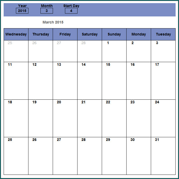 Calendar For Schedule Template Example