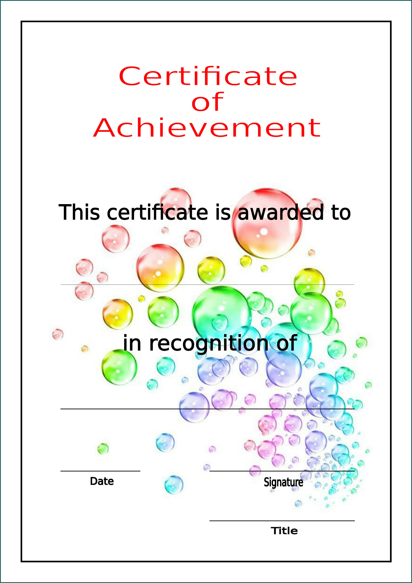Certificate Of Achievement Template Example