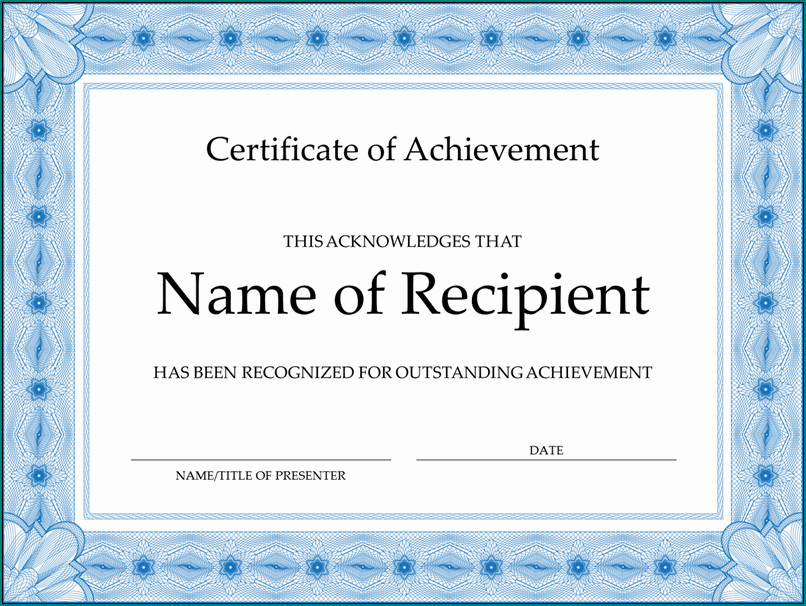 Certificate Of Achievement Template Sample