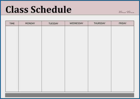 Class Schedule Template Example