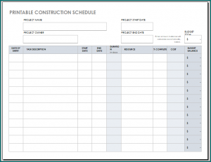 》Free Printable Construction Schedule Template