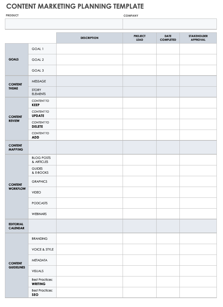 Content Marketing Planning Template