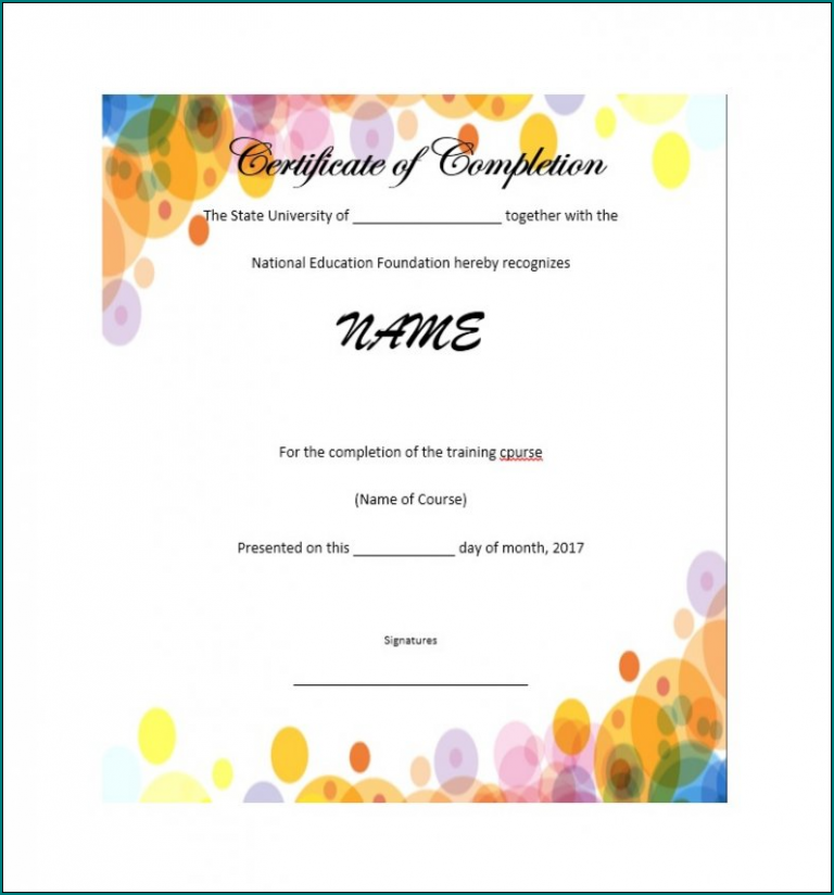 Course Completion Certificate Template Sample Bogiolo