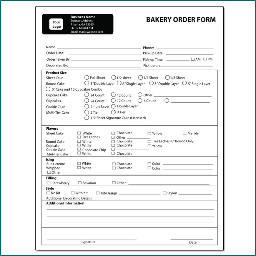 Custom Work Order Form Sample