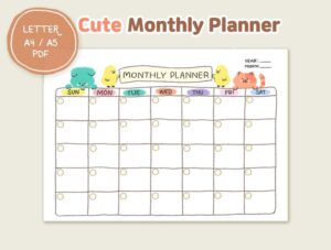 Cute Monthly Planner Template Example