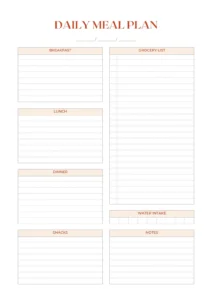 Daily Meal Planning Template