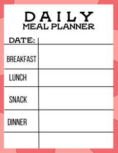 Daily Meal Planning Template Sample