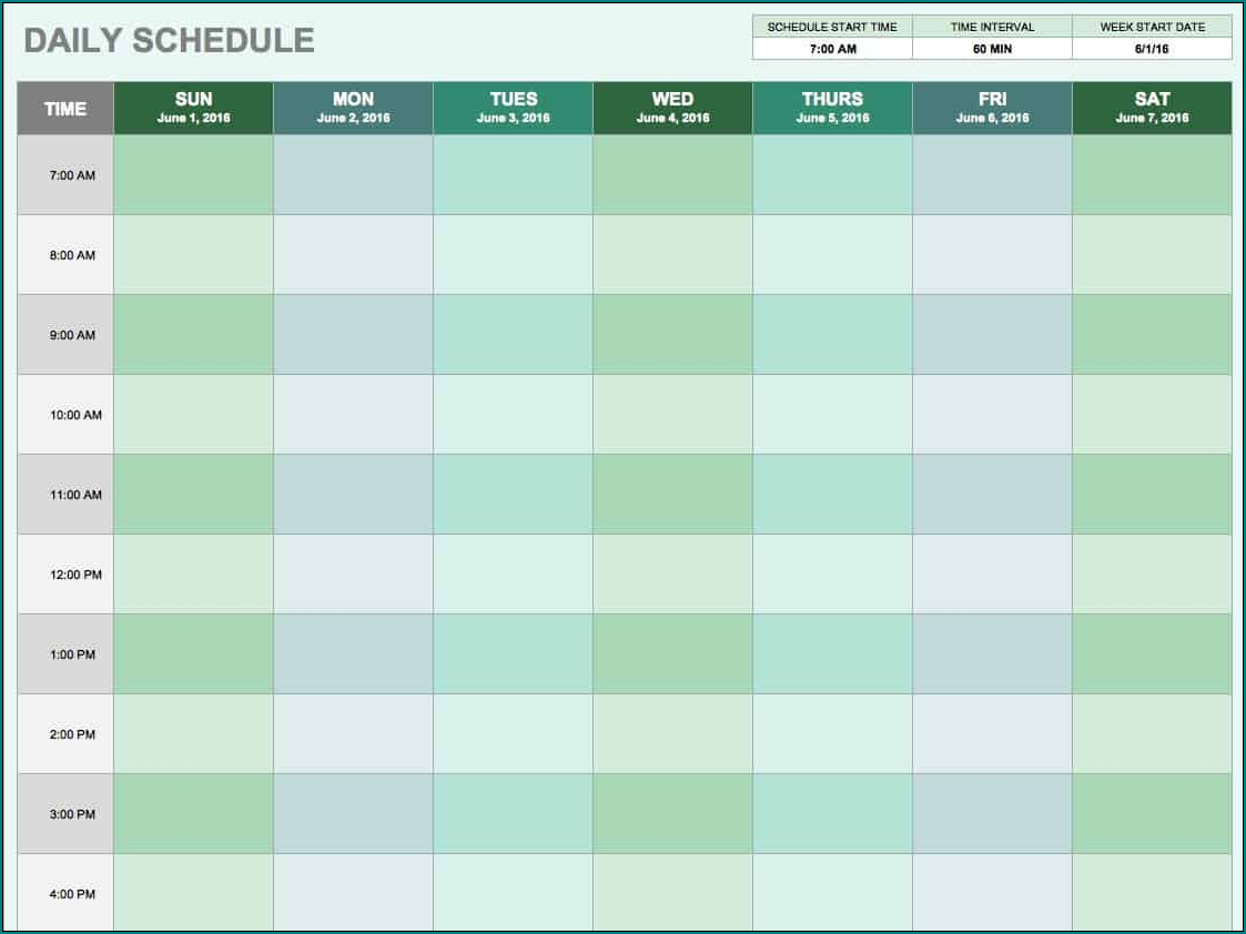 Day Schedule Template Sample