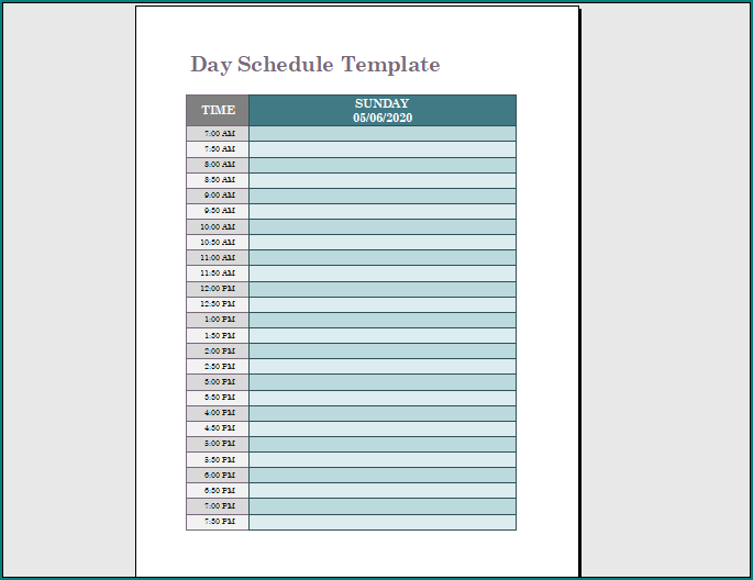 Day Schedule Template