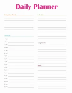 Day-to-day Planner Template Example