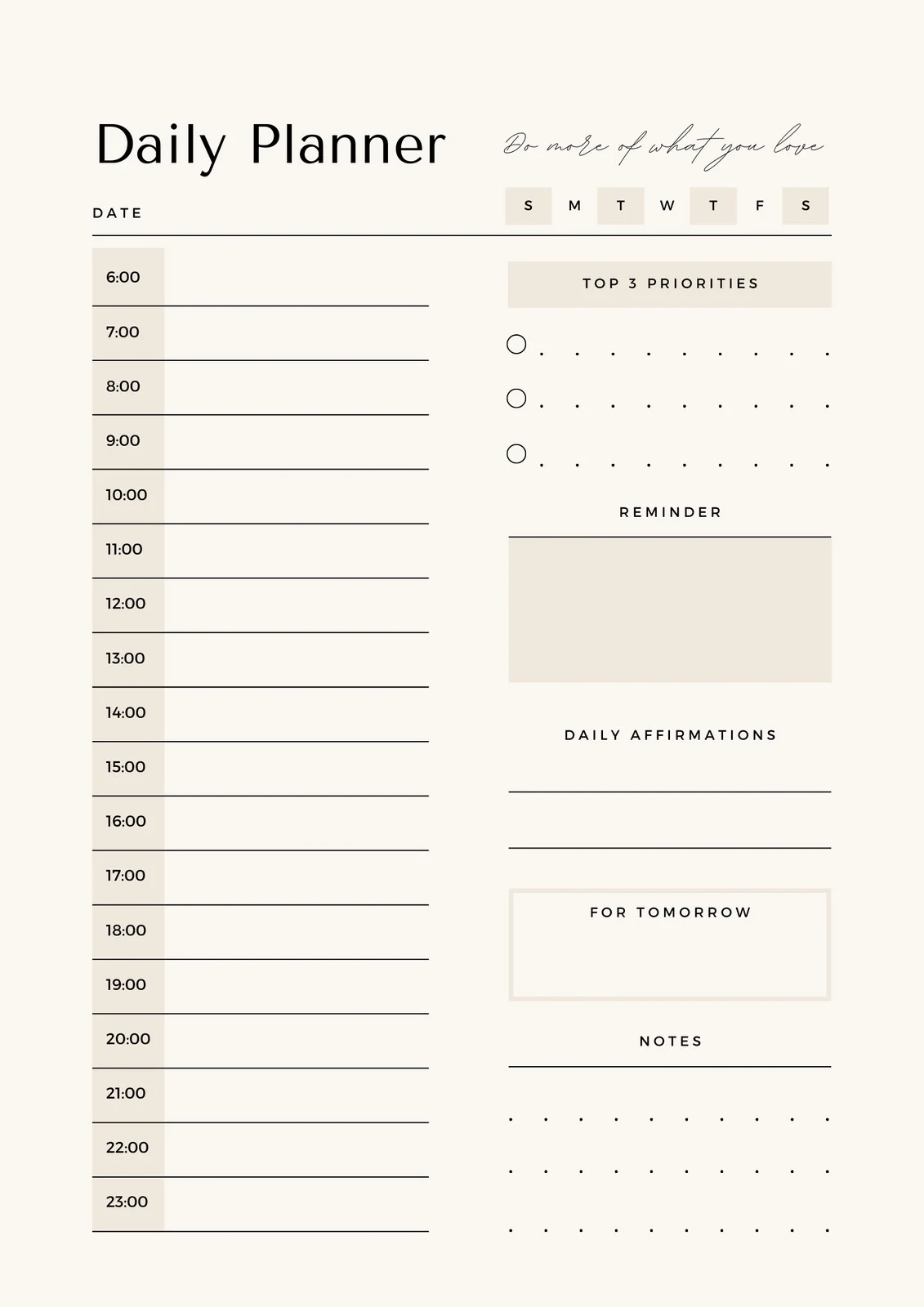 Day-to-day Planner Template