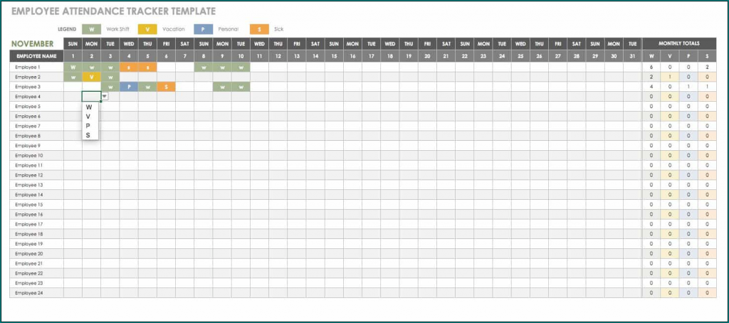 》Free Printable Employee Absence Schedule Template