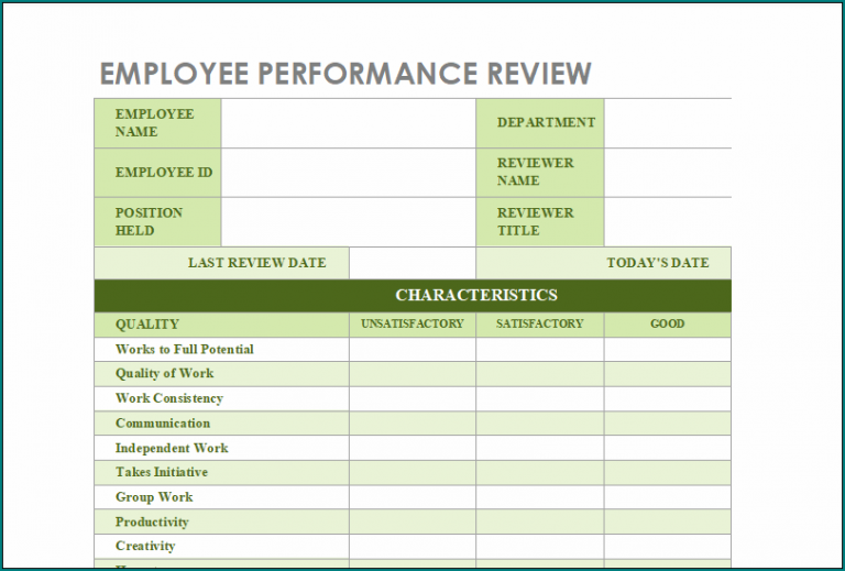 》Free Printable Employee Performance Evaluation Template