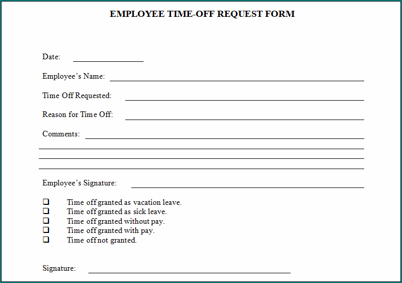 Employee Time Off Eequest Form