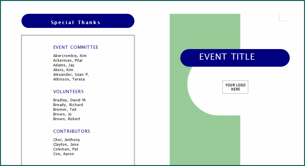  Free Printable Event Program Template Word