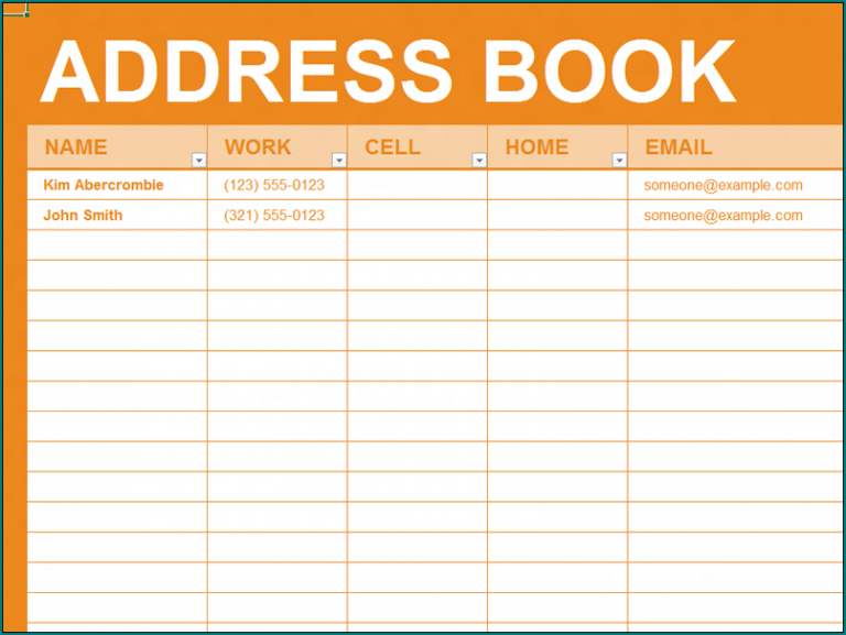 》Free Printable Address List Template