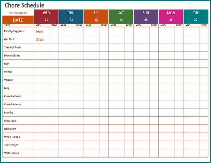 Example of Availability Schedule Template