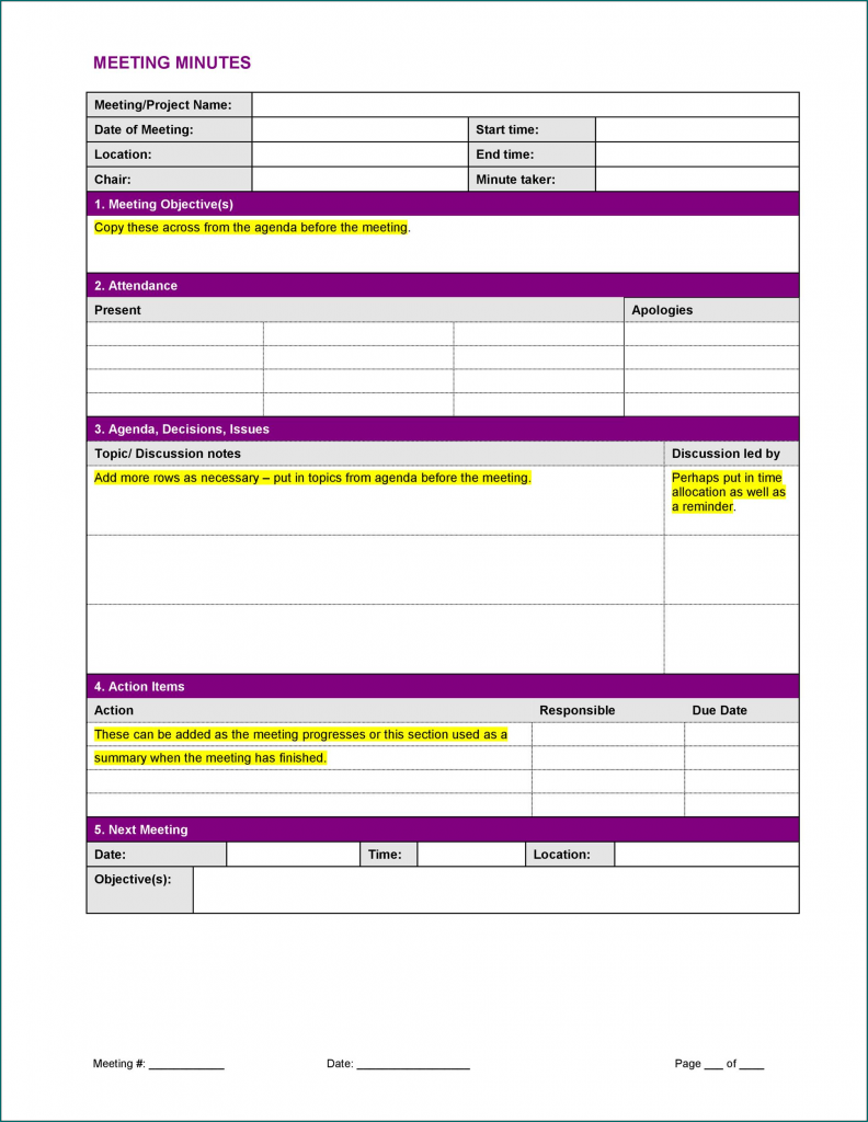 》Free Printable Best Meeting Minutes Template