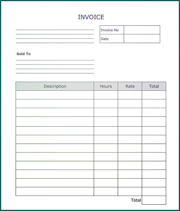 Example of Blank Invoice Template