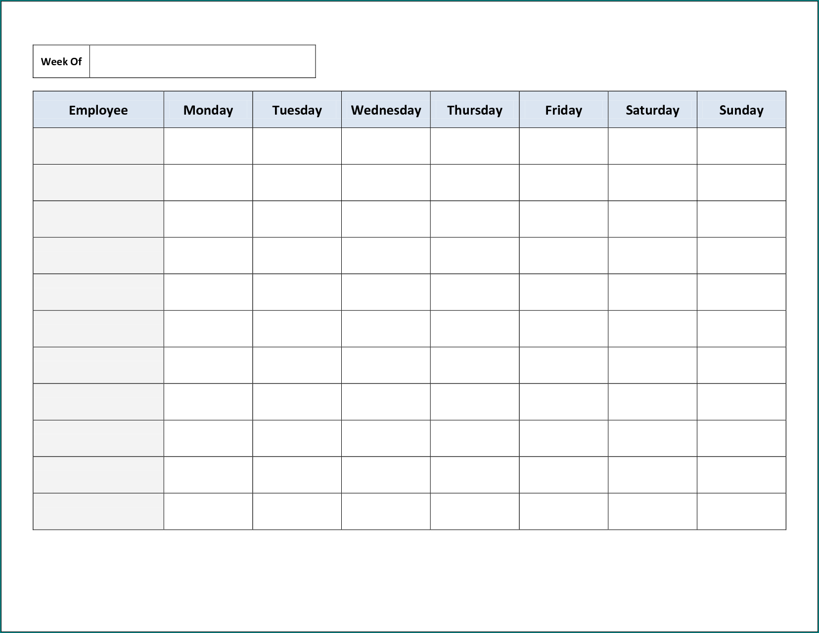 Example Of Blank Schedule Template Bogiolo