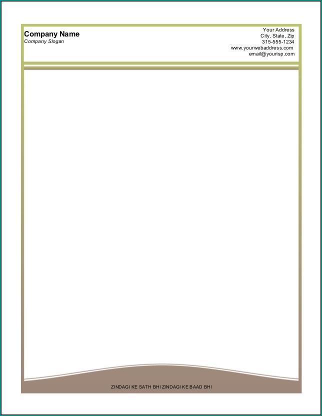 Example of Business Letterhead Template Word