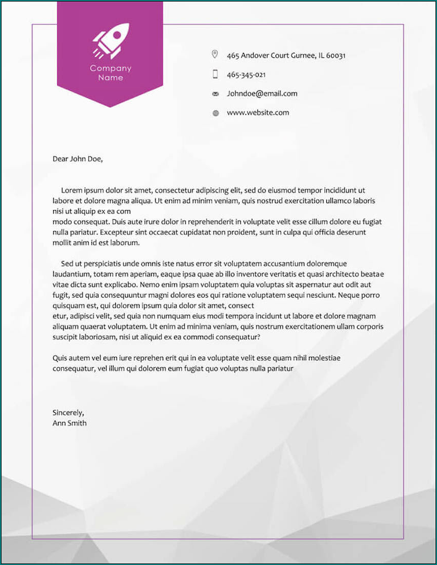 Example of Business Letterhead Template