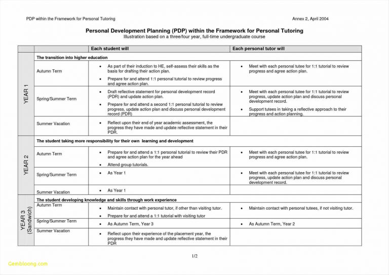 Example of Career Development Planning Template