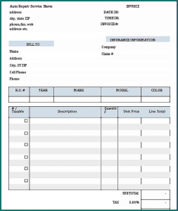 》Free Printable Auto Repair Receipt Template