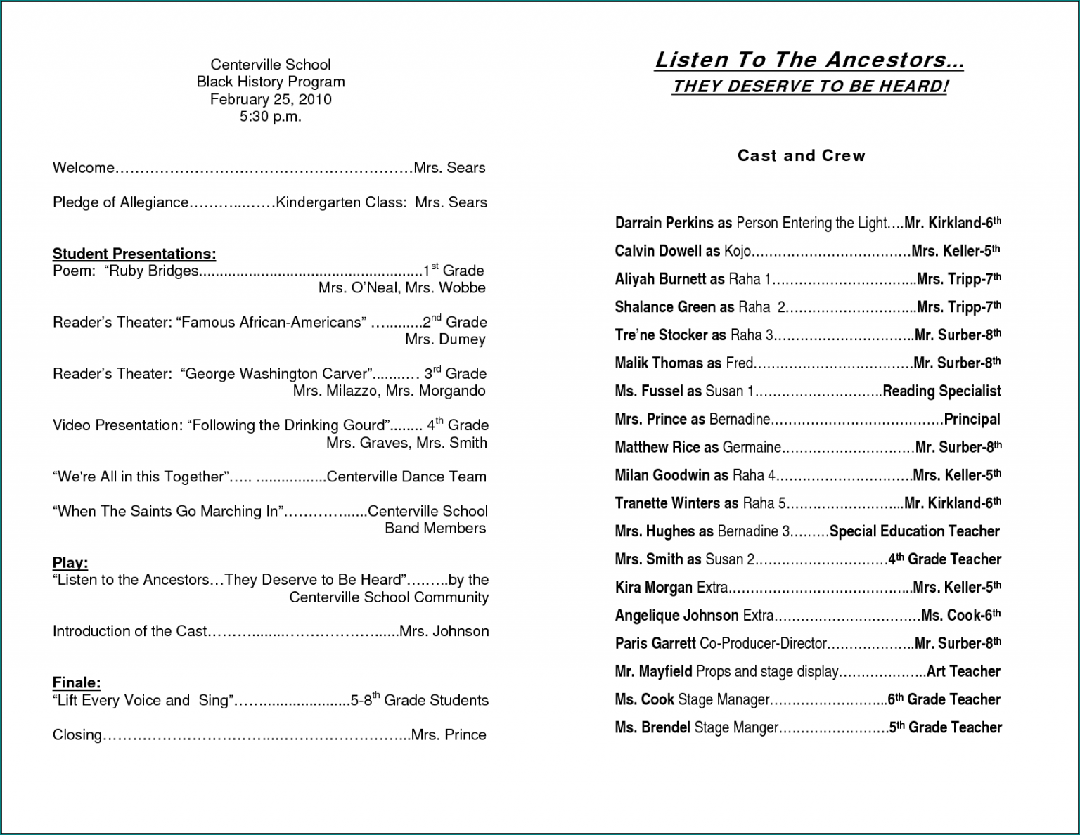 》Free Printable Church Program Template