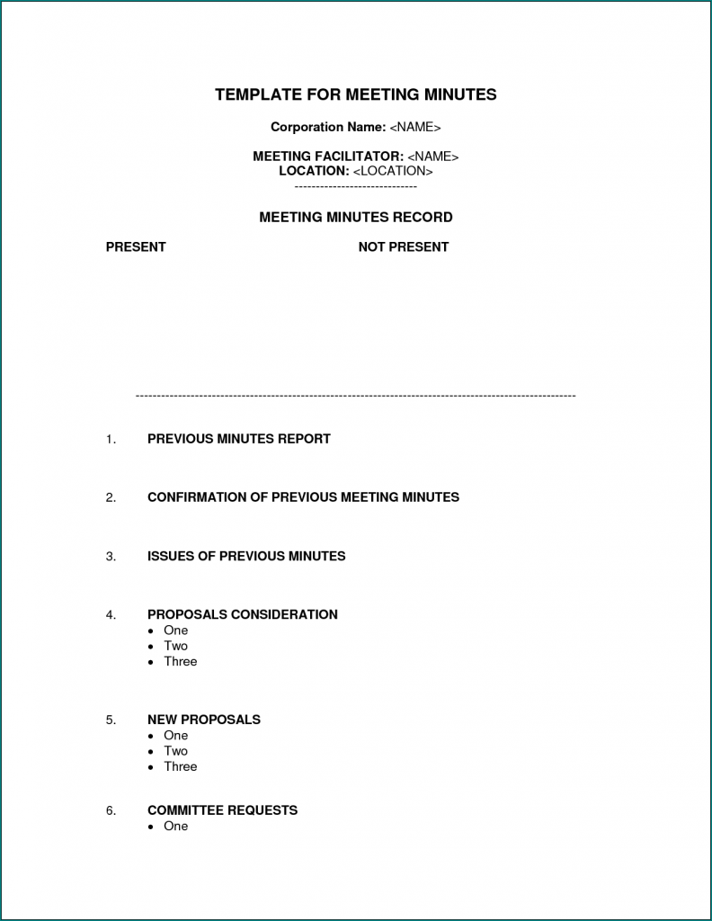 》Free Printable Corporate Meeting Minutes Template Word