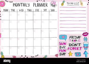 Example of Cute Monthly Planner Template