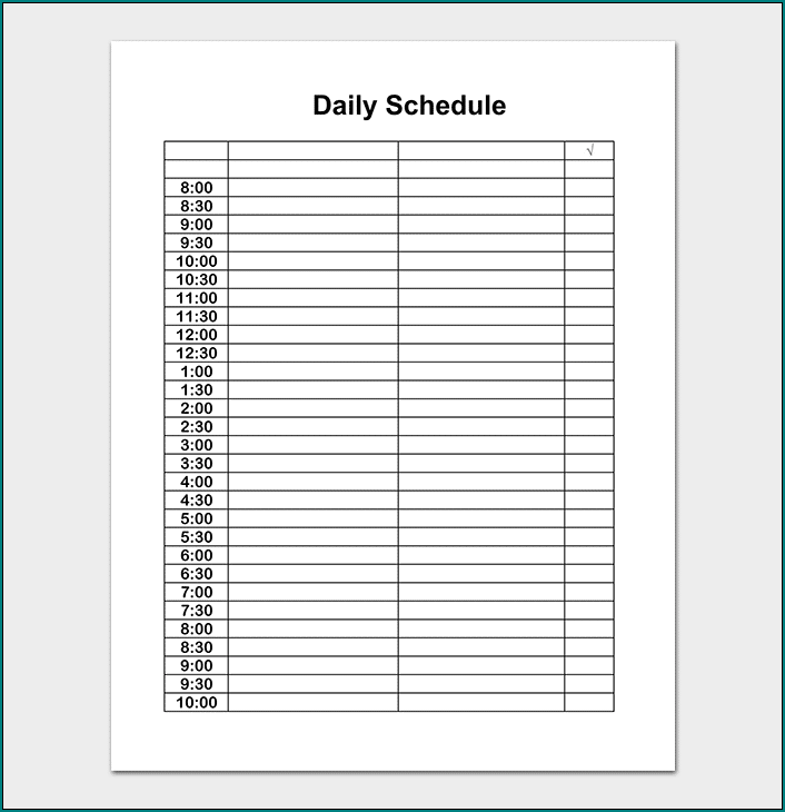  Free Printable Daily Schedule Template Word