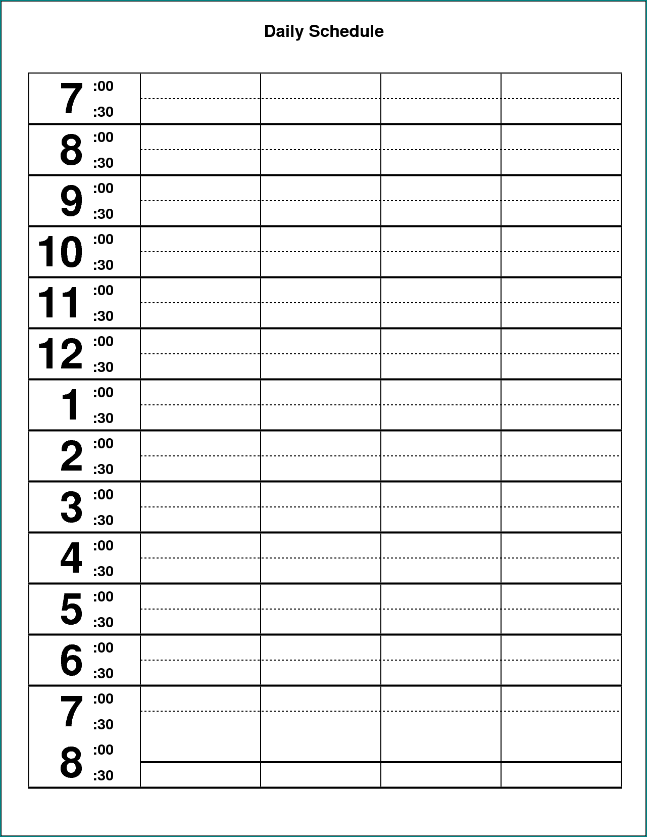 Example of Day Schedule Template