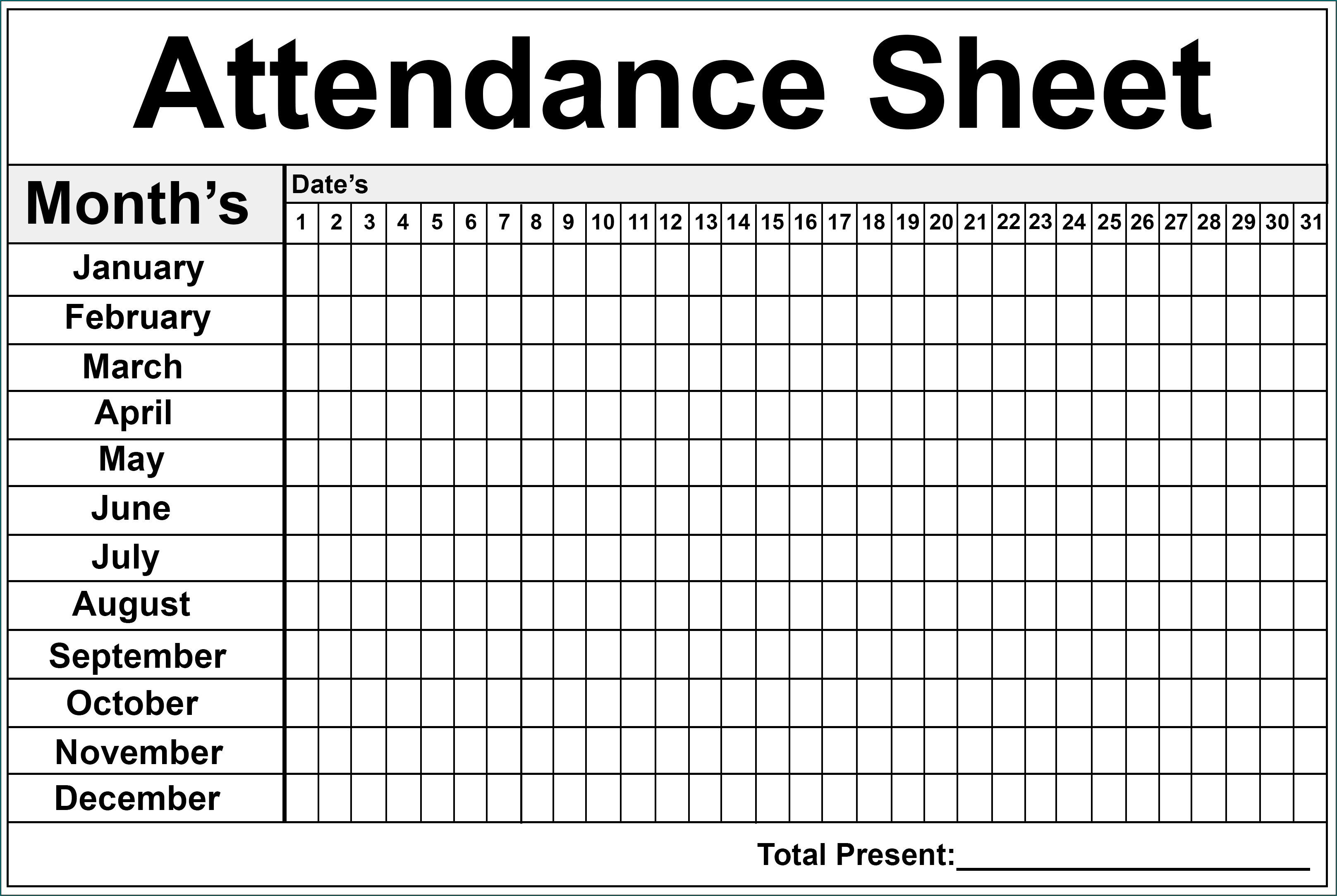 Example of Employee Absence Schedule Template
