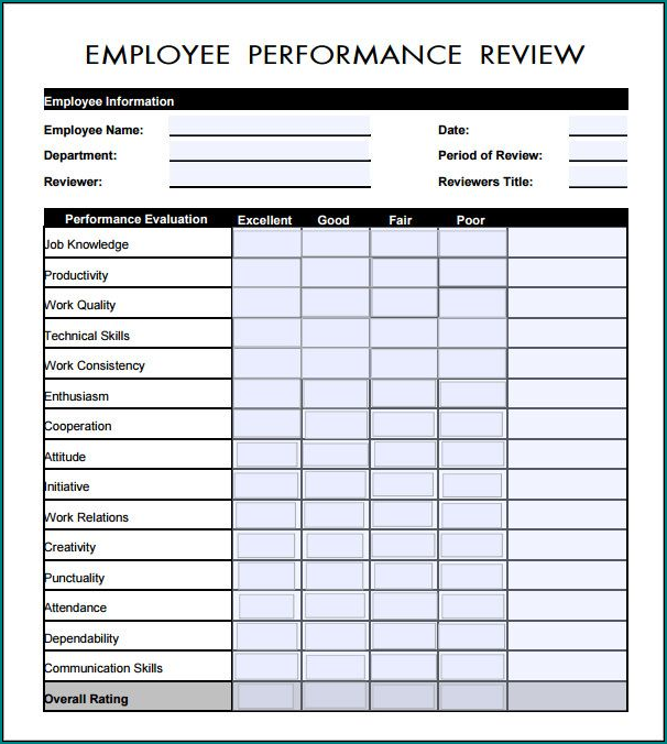 Example of Employee Evaluation Form