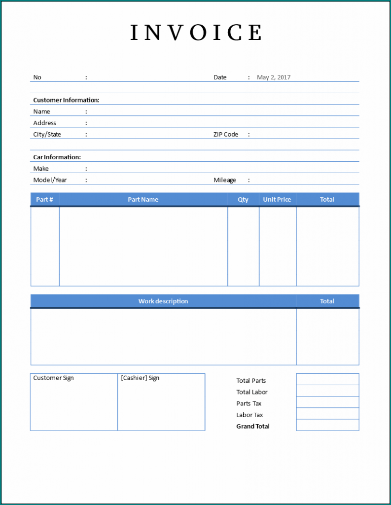 Example of Example of Carpenter Receipt Template | Bogiolo