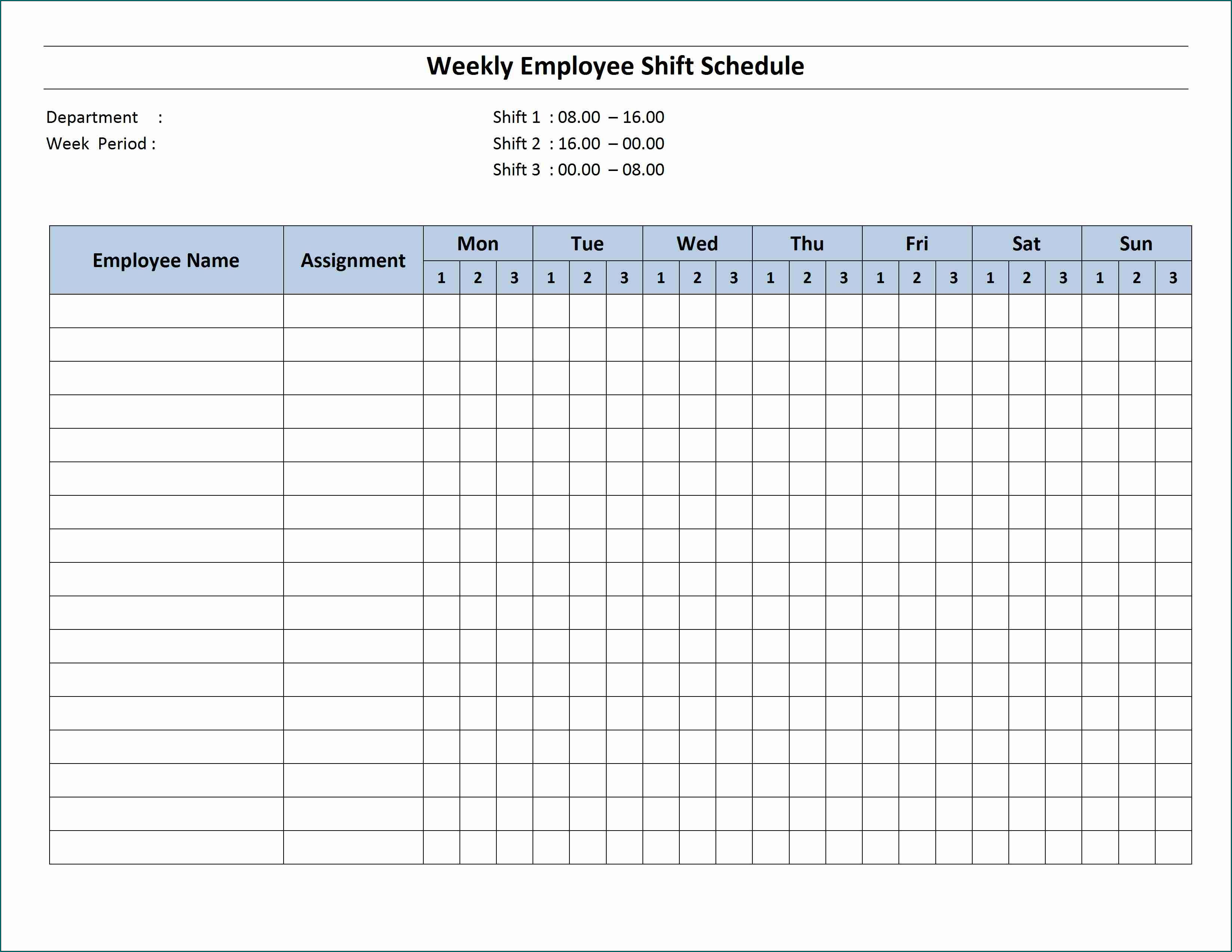  Free Printable Excel Work Schedule Template