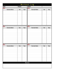 Example of Exercise Planning Template