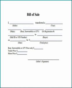 Example of Generic Bill Of Sale Form